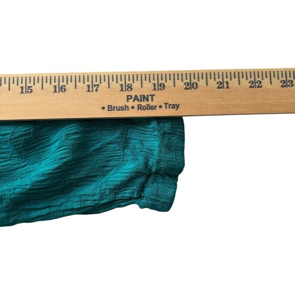 Karin Stevens Petites Textured Button Blouse Teal Blue Rayon Long Sleeve 90s - Picture 5 of 5